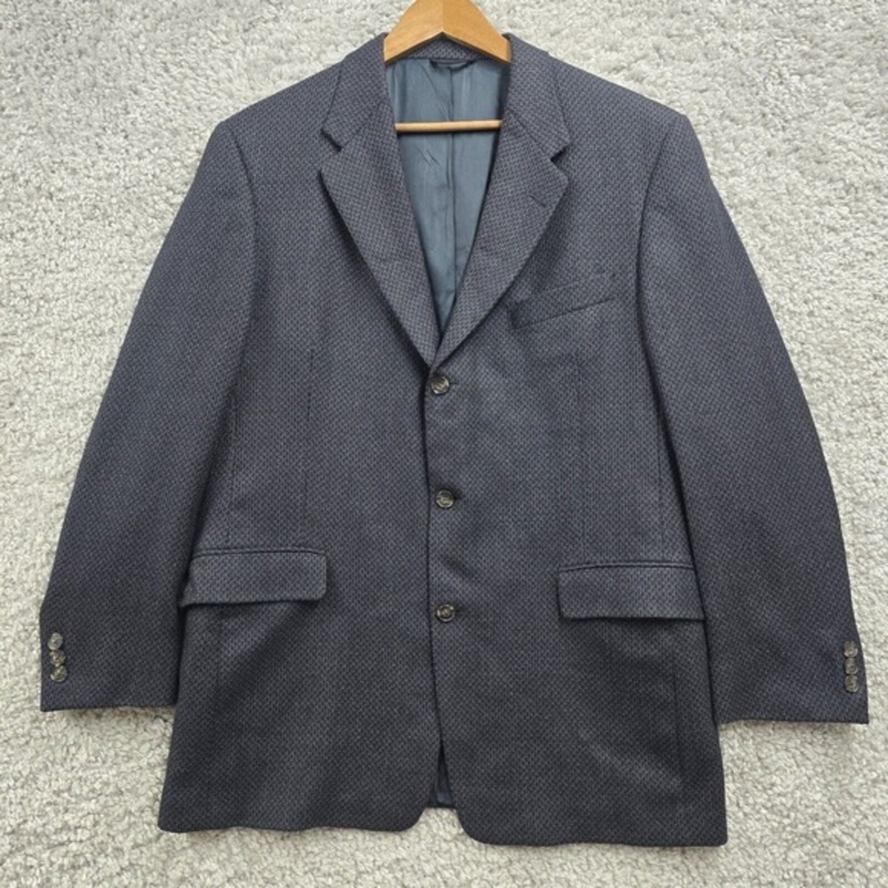 Hart Schaffner Marx Blazer Men's 42R Blue Black Textured 3-Button Sport Coat